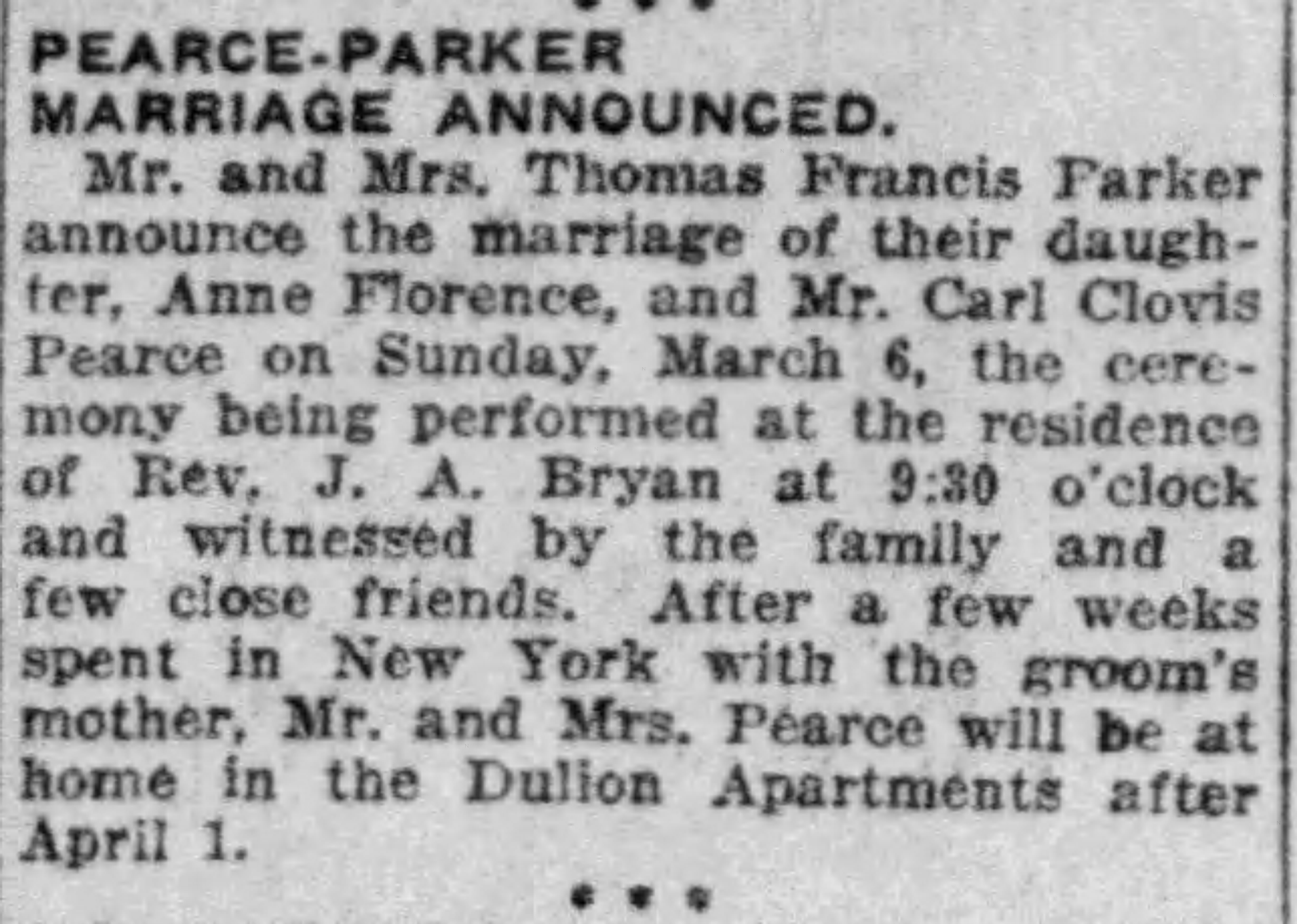 Anne Florence Parker-Carl Clovis Pearce
